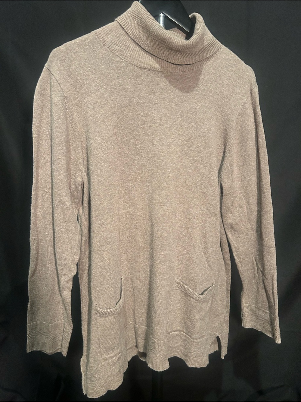 Jeanne Pierre 100% Cotton Cowl Neck Pocket Sweater XL